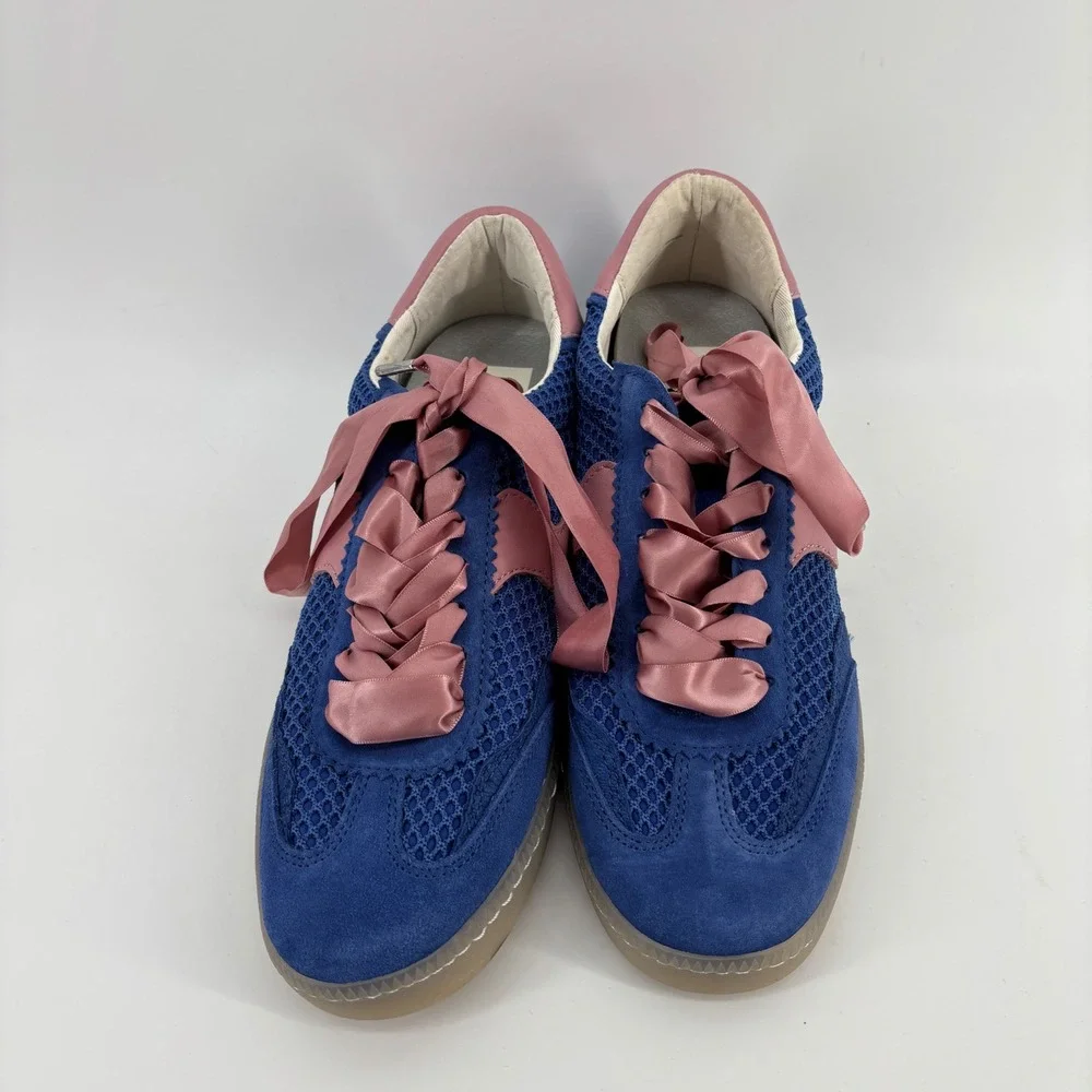 Dolce Vita Notice Sneakers Women Size 10 Blue Pink Mesh Ribbon Lace Up
